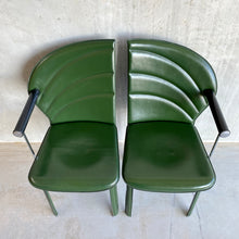 Load image into Gallery viewer, 2 X Green Leather Arm Chairs by Mario Morbidelli for Naos, Italy 1980s

