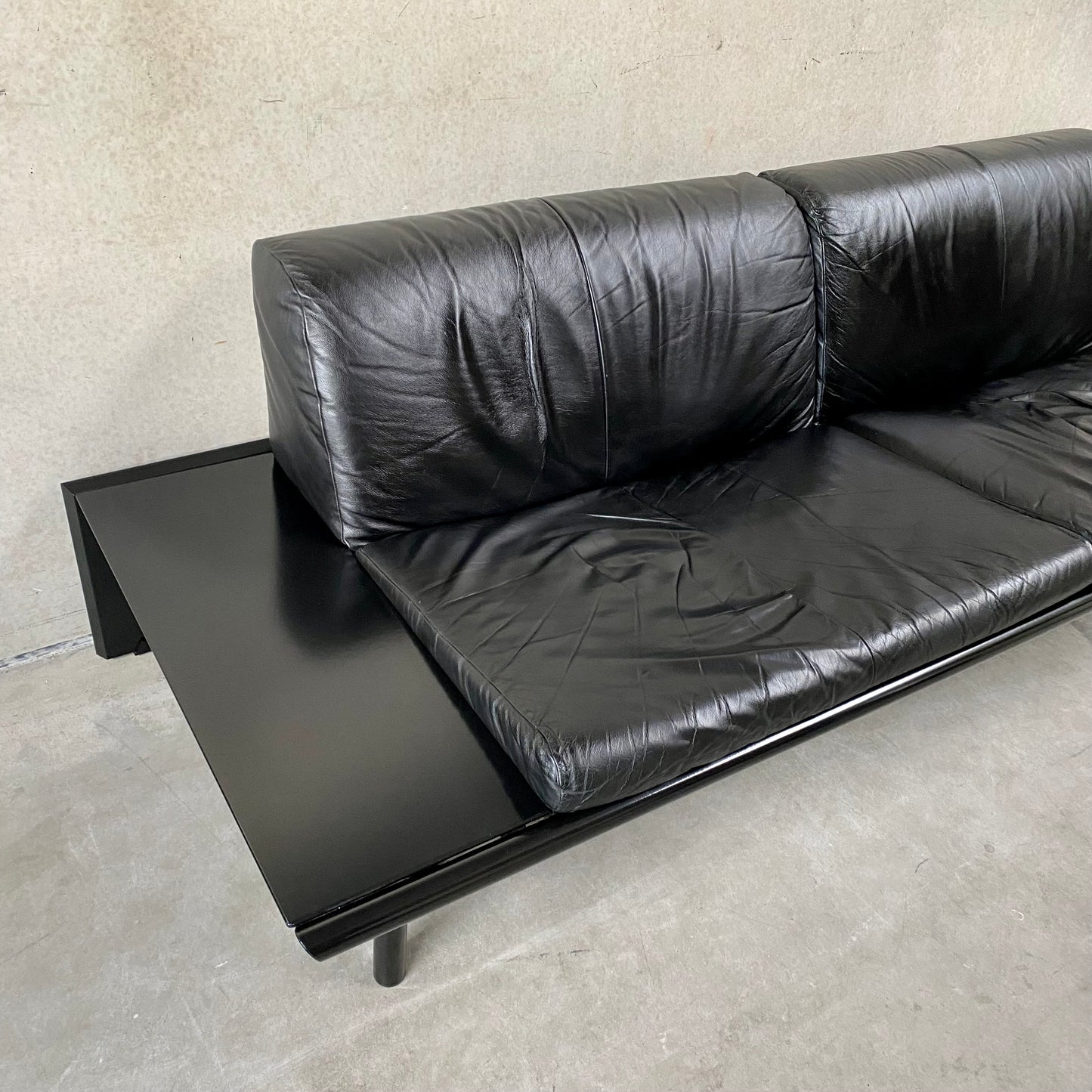 Schwarzes Ledersofa von Harvink, niederländisches Design 1980