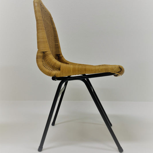 Set aus 4 Rattan-Esszimmerstühlen von Dirk Van Sliedregt für Rohé Noordwolde, Niederlande 1960