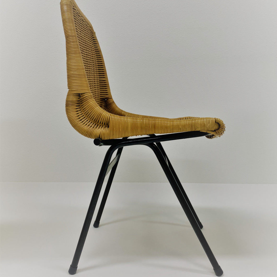 Set of 4 Rattan Dining Chairs by Dirk Van Sliedregt for Rohé Noordwolde, Netherlands 1960