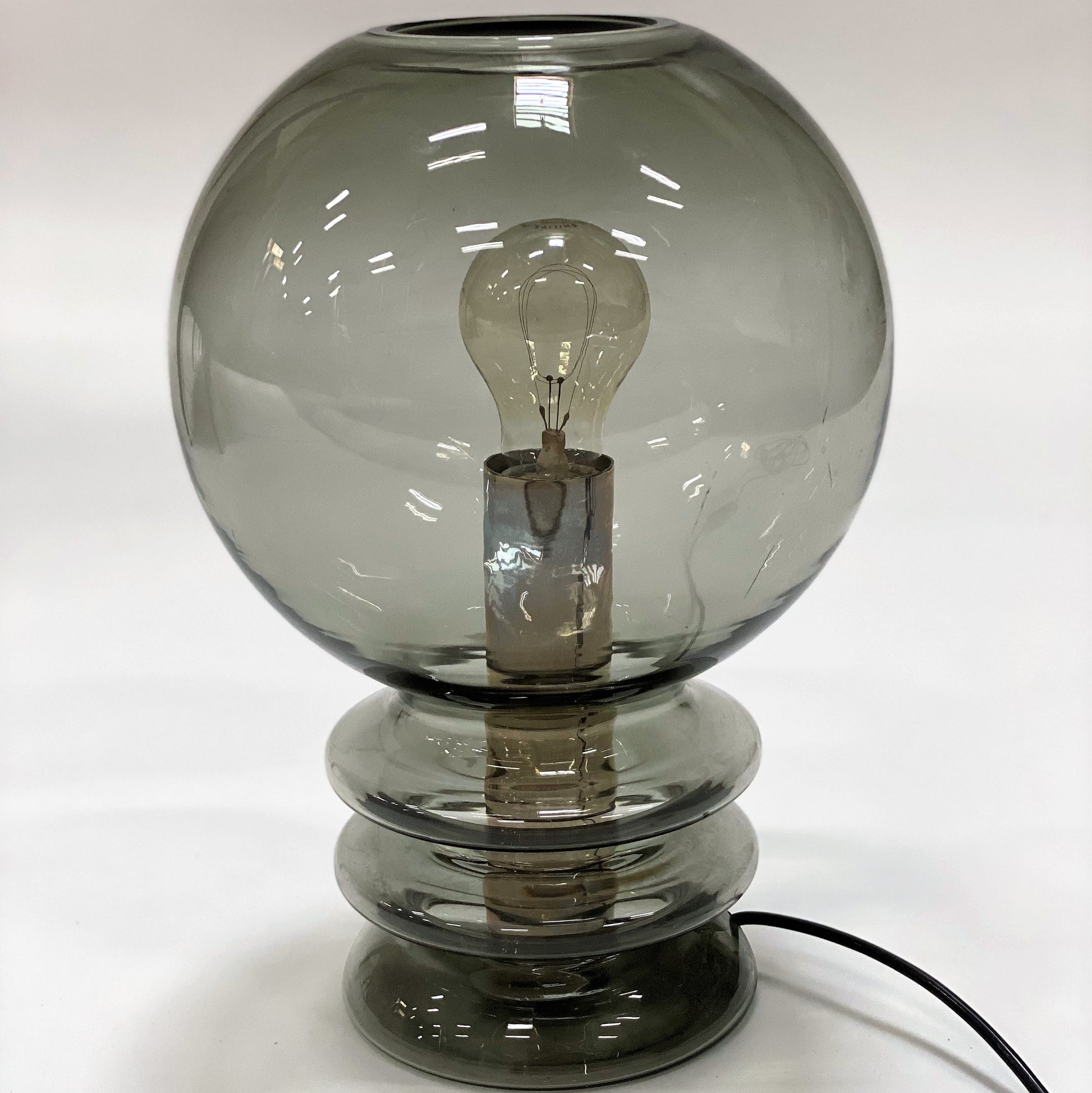 SCULPTURAL "BULB MOON" GLASS TABLE LAMP FOR GLASHÜTTE LIMBURG, GERMANY 1960S