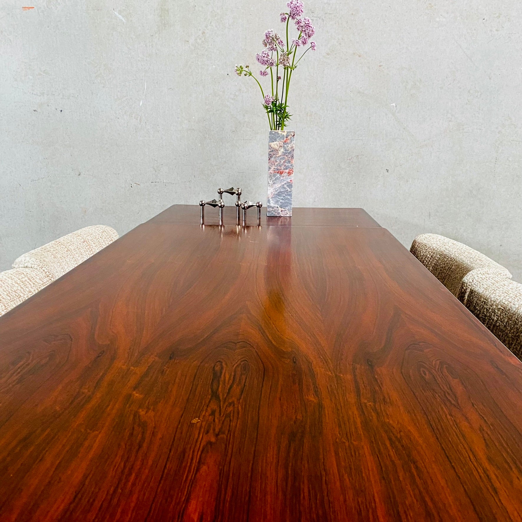 MID CENTURY DANISH DESIGN EXTENDABLE DINING SET WITH 6 CHAIRS, DENMARK 1960S