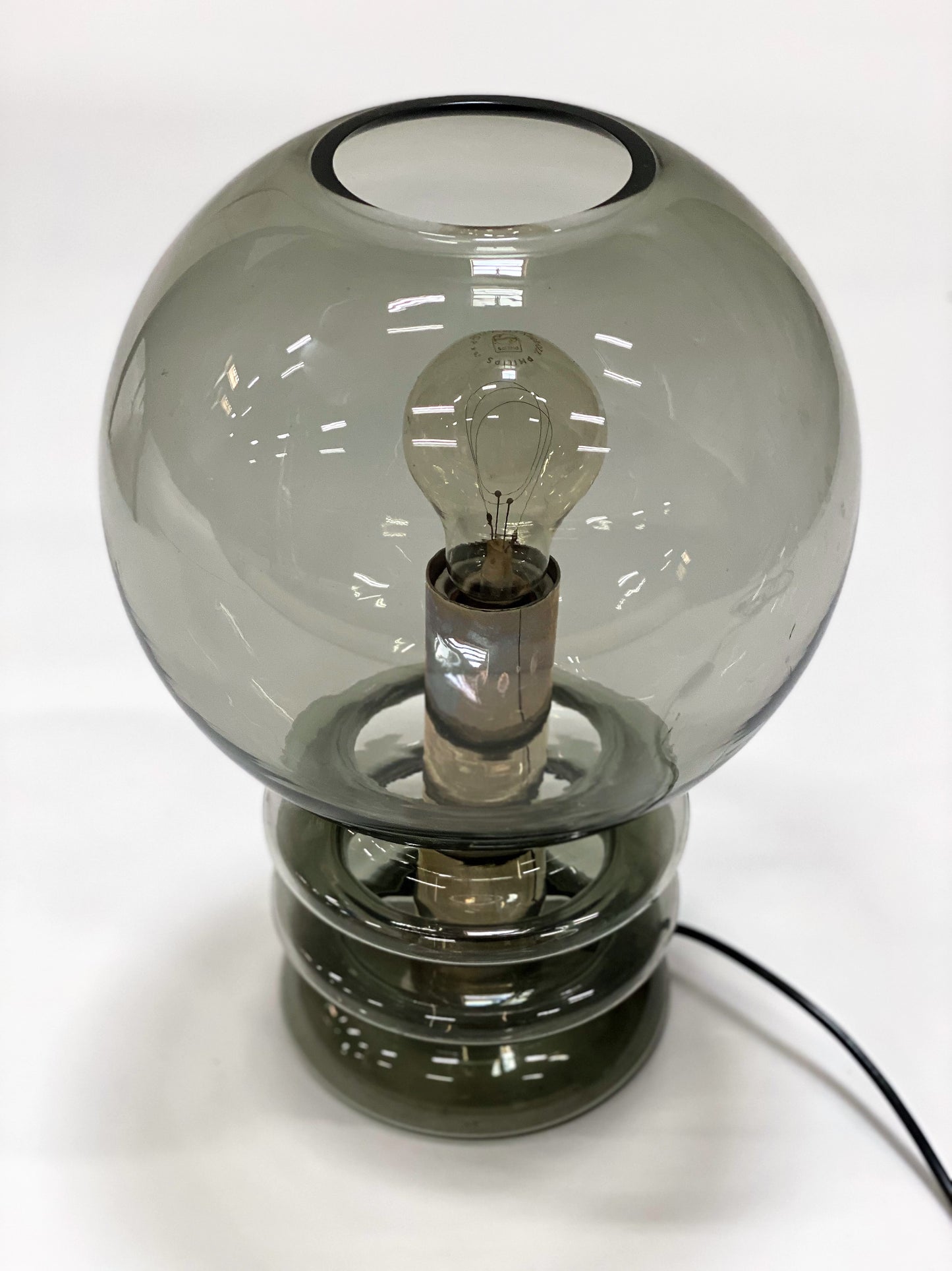 SCULPTURAL "BULB MOON" GLASS TABLE LAMP FOR GLASHÜTTE LIMBURG, GERMANY 1960S