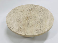 Load image into Gallery viewer, Round Travertine Coffee Table With Wooden Base, Italy 1970
