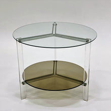 Load image into Gallery viewer, Perspex Round Side Table With Metal Frame and Glass Table Tops, Italy 1970
