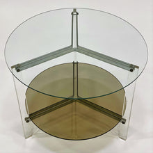 Load image into Gallery viewer, Perspex Round Side Table With Metal Frame and Glass Table Tops, Italy 1970

