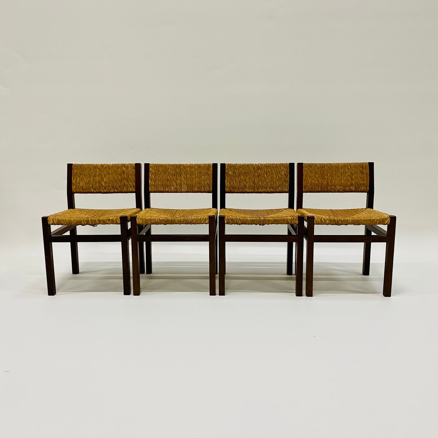 'SE82' WENGÉ & WICKER DINING CHAIRS BY MARTIN VISSER & WALTER ANTONIS FOR 'T SPECTRUM, NETHERLANDS 1960S www.foundicons.nl