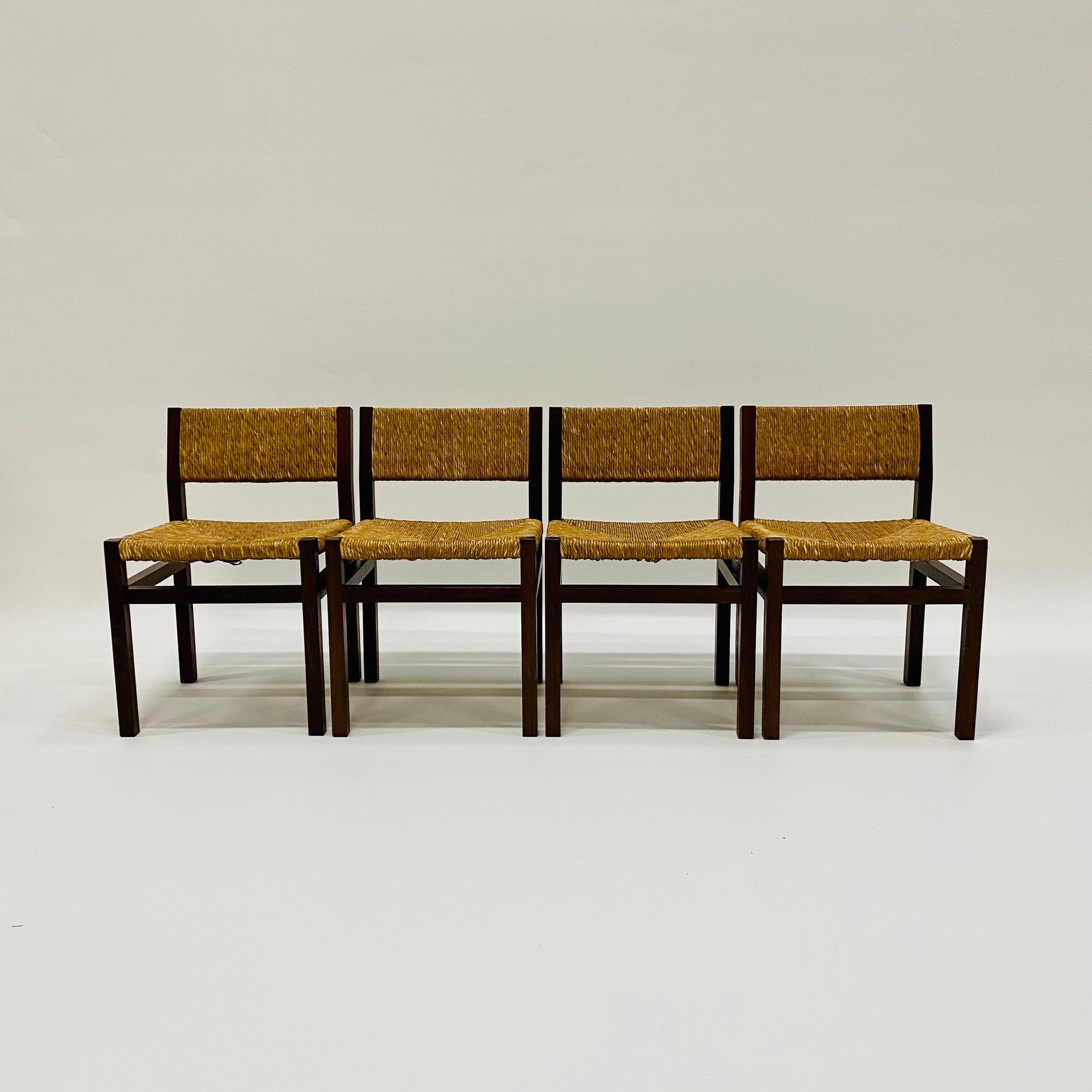 'SE82' WENGÉ & WICKER DINING CHAIRS BY MARTIN VISSER & WALTER ANTONIS FOR 'T SPECTRUM, NETHERLANDS 1960S www.foundicons.nl