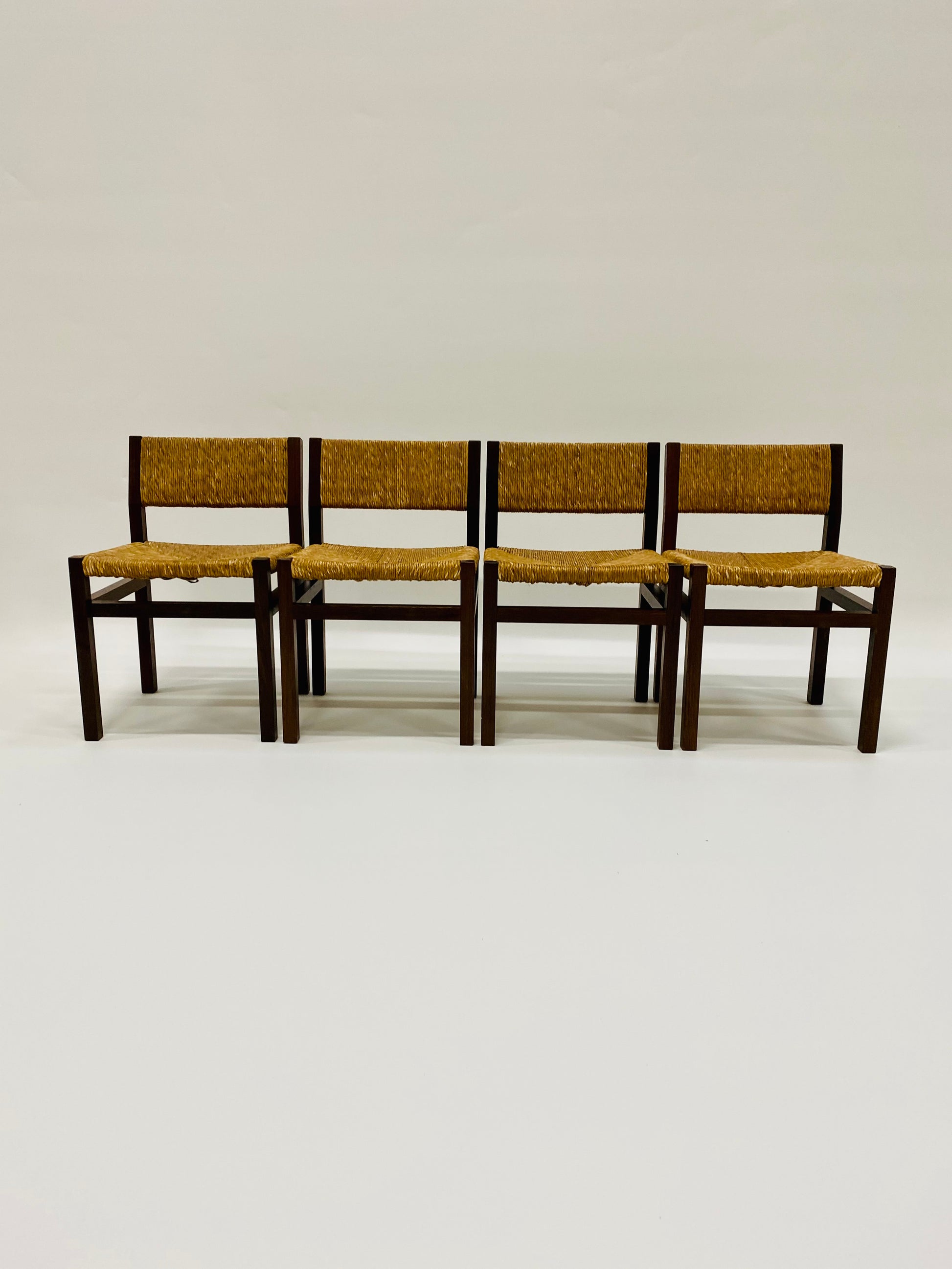 'SE82' WENGÉ & WICKER DINING CHAIRS BY MARTIN VISSER & WALTER ANTONIS FOR 'T SPECTRUM, NETHERLANDS 1960S www.foundicons.nl