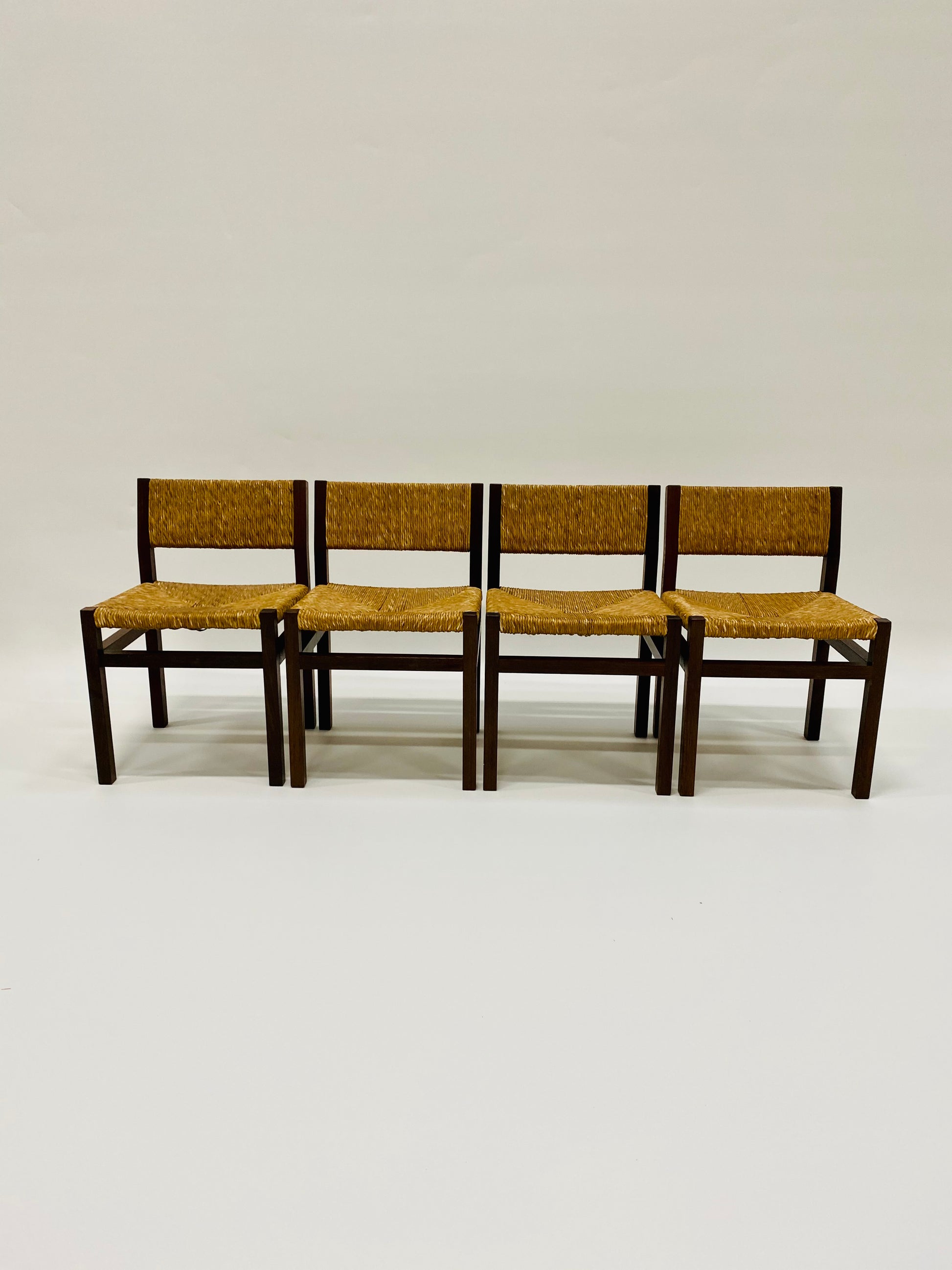 'SE82' WENGÉ & WICKER DINING CHAIRS BY MARTIN VISSER & WALTER ANTONIS FOR 'T SPECTRUM, NETHERLANDS 1960S www.foundicons.nl