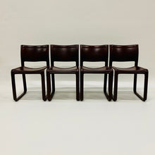 Load image into Gallery viewer, Set of 4 Burgundy Leather Sistina Strap Chairs by Tito Agnoli for Matteo Grassi, Italy 1980
