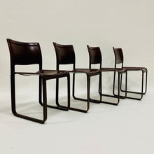 Load image into Gallery viewer, Set of 4 Burgundy Leather Sistina Strap Chairs by Tito Agnoli for Matteo Grassi, Italy 1980

