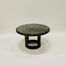 Load image into Gallery viewer, Round Green Marble and Rosewood Dining Table, France 1980
