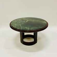 Load image into Gallery viewer, Round Green Marble and Rosewood Dining Table, France 1980
