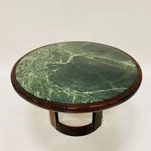 Load image into Gallery viewer, Round Green Marble and Rosewood Dining Table, France 1980
