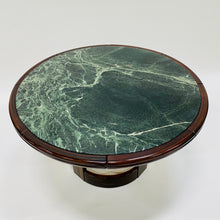 Load image into Gallery viewer, Round Green Marble and Rosewood Dining Table, France 1980
