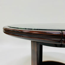 Load image into Gallery viewer, Round Green Marble and Rosewood Dining Table, France 1980
