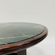 Load image into Gallery viewer, Round Green Marble and Rosewood Dining Table, France 1980
