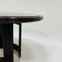 Load image into Gallery viewer, Round Green Marble and Rosewood Dining Table, France 1980
