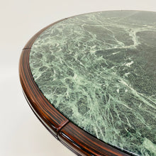 Load image into Gallery viewer, Round Green Marble and Rosewood Dining Table, France 1980
