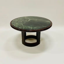 Load image into Gallery viewer, Round Green Marble and Rosewood Dining Table, France 1980
