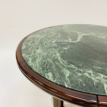 Load image into Gallery viewer, Round Green Marble and Rosewood Dining Table, France 1980
