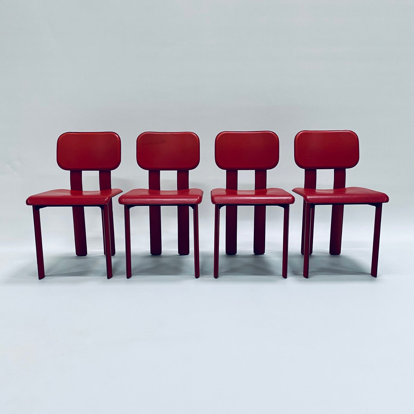 RARE RED DINING CHAIRS BY ANTONELLO MOSCA FOR YCAMI, ITALY 1980S