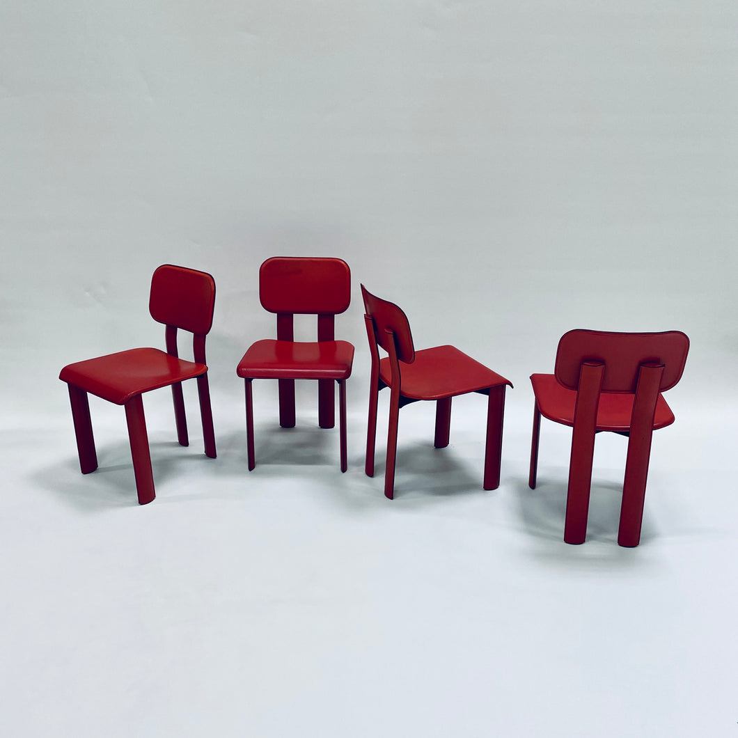 RARE RED DINING CHAIRS BY ANTONELLO MOSCA FOR YCAMI, ITALY 1980S www.foundicons.nl