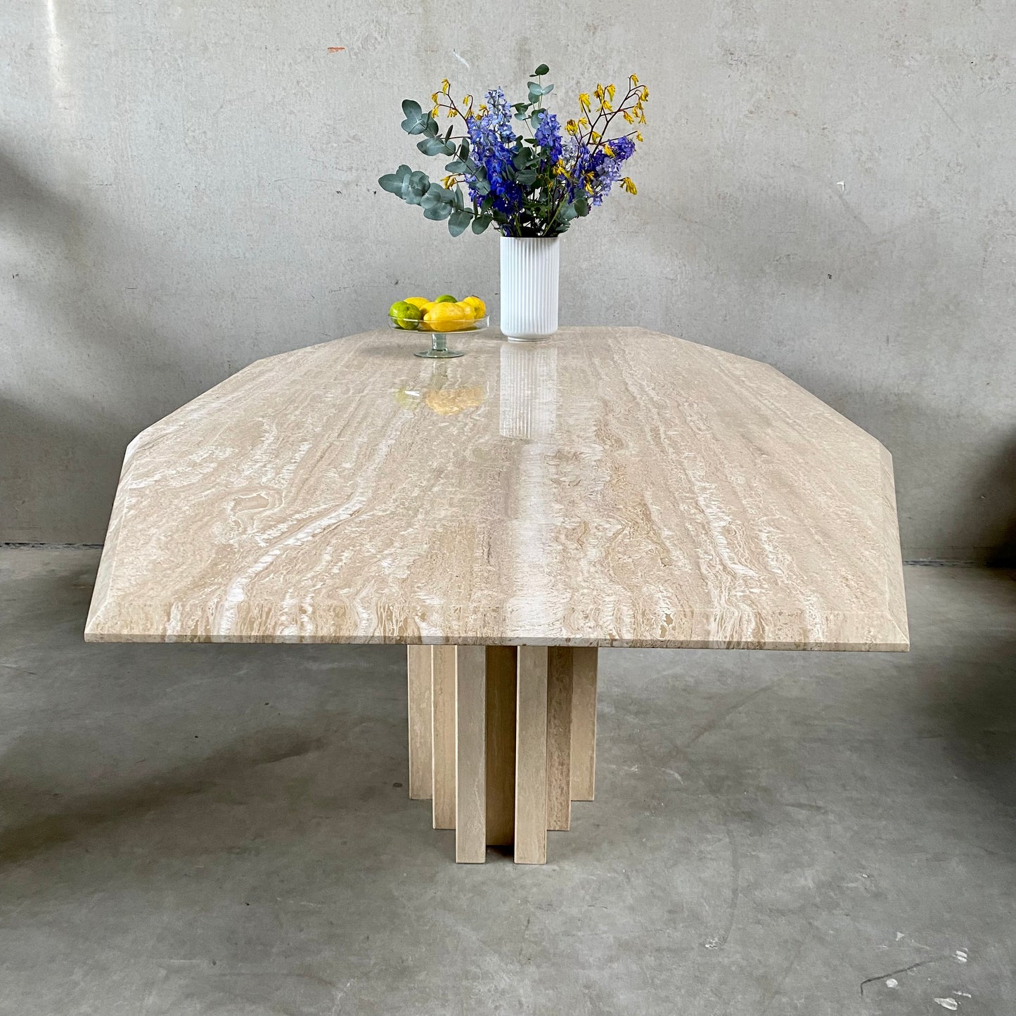 LARGE MID-CENTURY ITALIAN TRAVERTINE DINING TABLE, ITALY 1970S