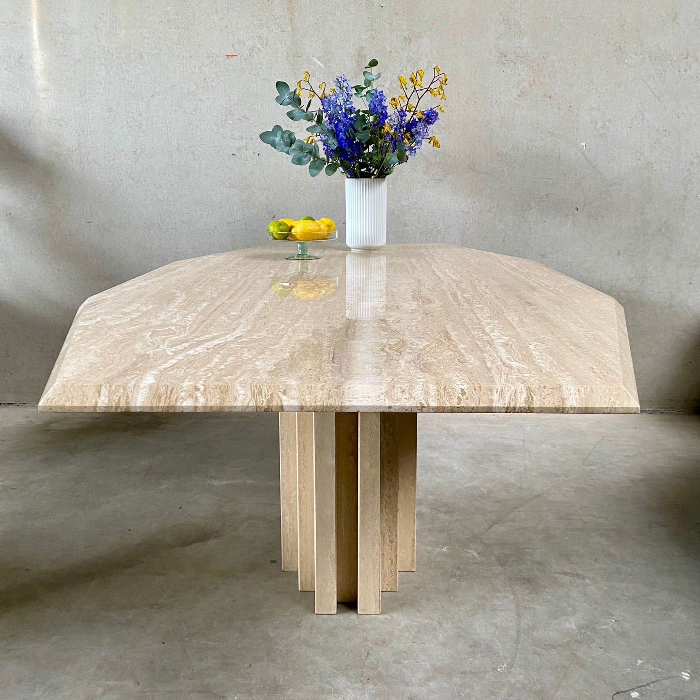 LARGE MID-CENTURY ITALIAN TRAVERTINE DINING TABLE, ITALY 1970S