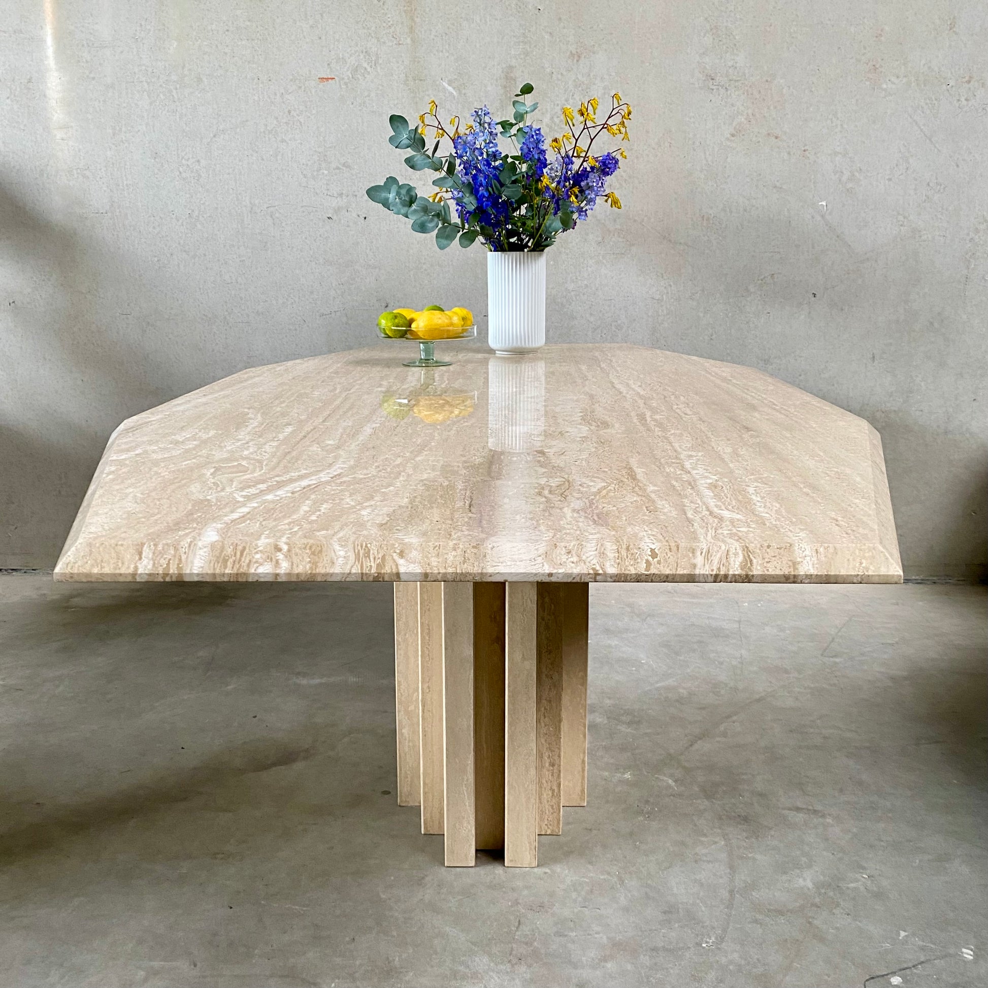 LARGE MID-CENTURY ITALIAN TRAVERTINE DINING TABLE, ITALY 1970S