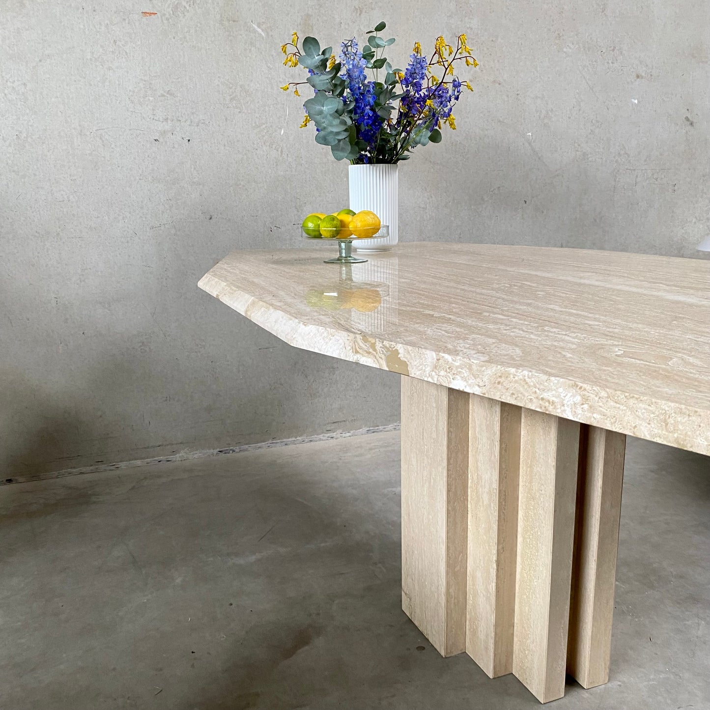 LARGE MID-CENTURY ITALIAN TRAVERTINE DINING TABLE, ITALY 1970S