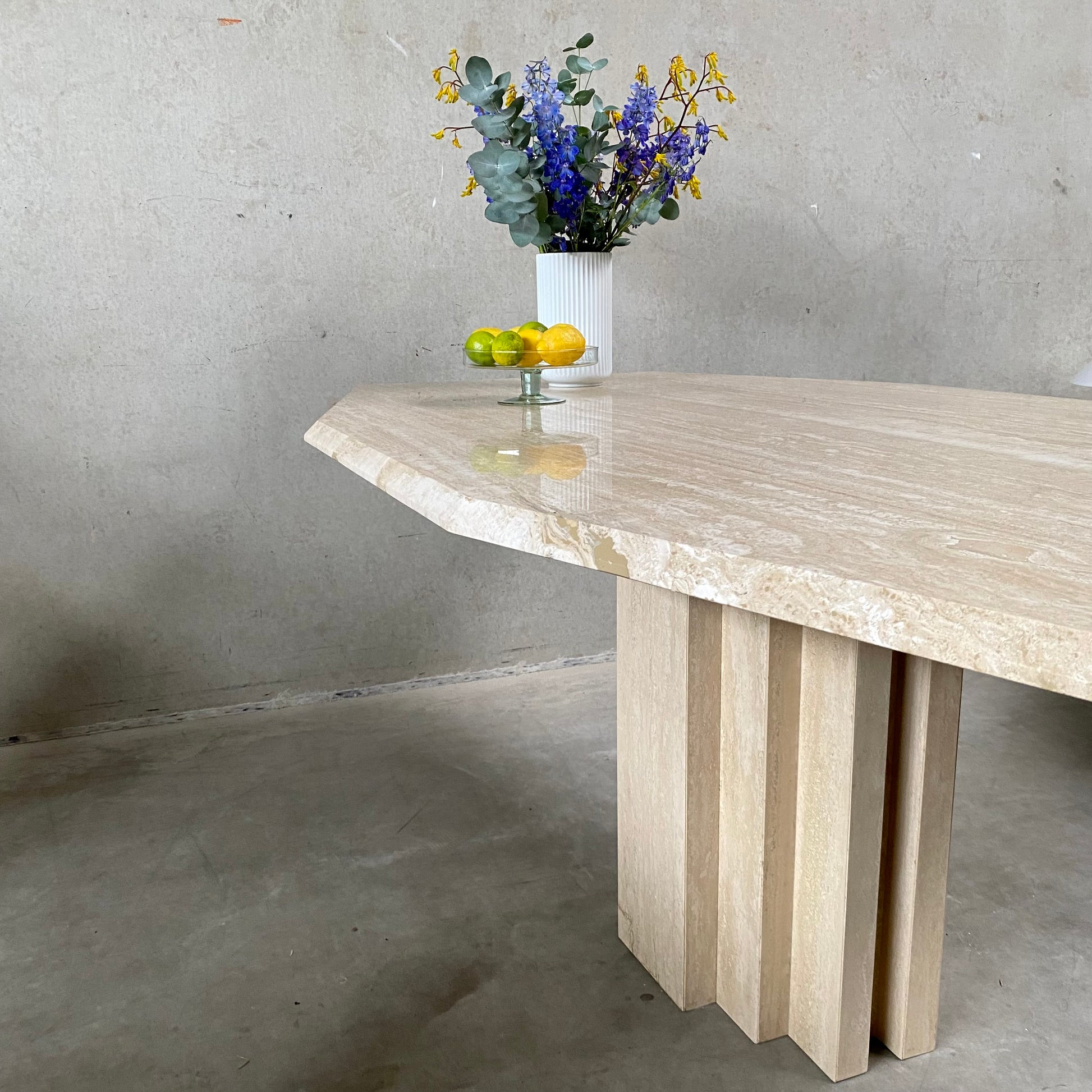 LARGE MID-CENTURY ITALIAN TRAVERTINE DINING TABLE, ITALY 1970S