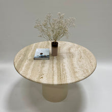 Load image into Gallery viewer, BEAUTIFUL ITALIAN TRAVERTINE ROUND DINING TABLE, ITALY 1970S www.foundicons.nl
