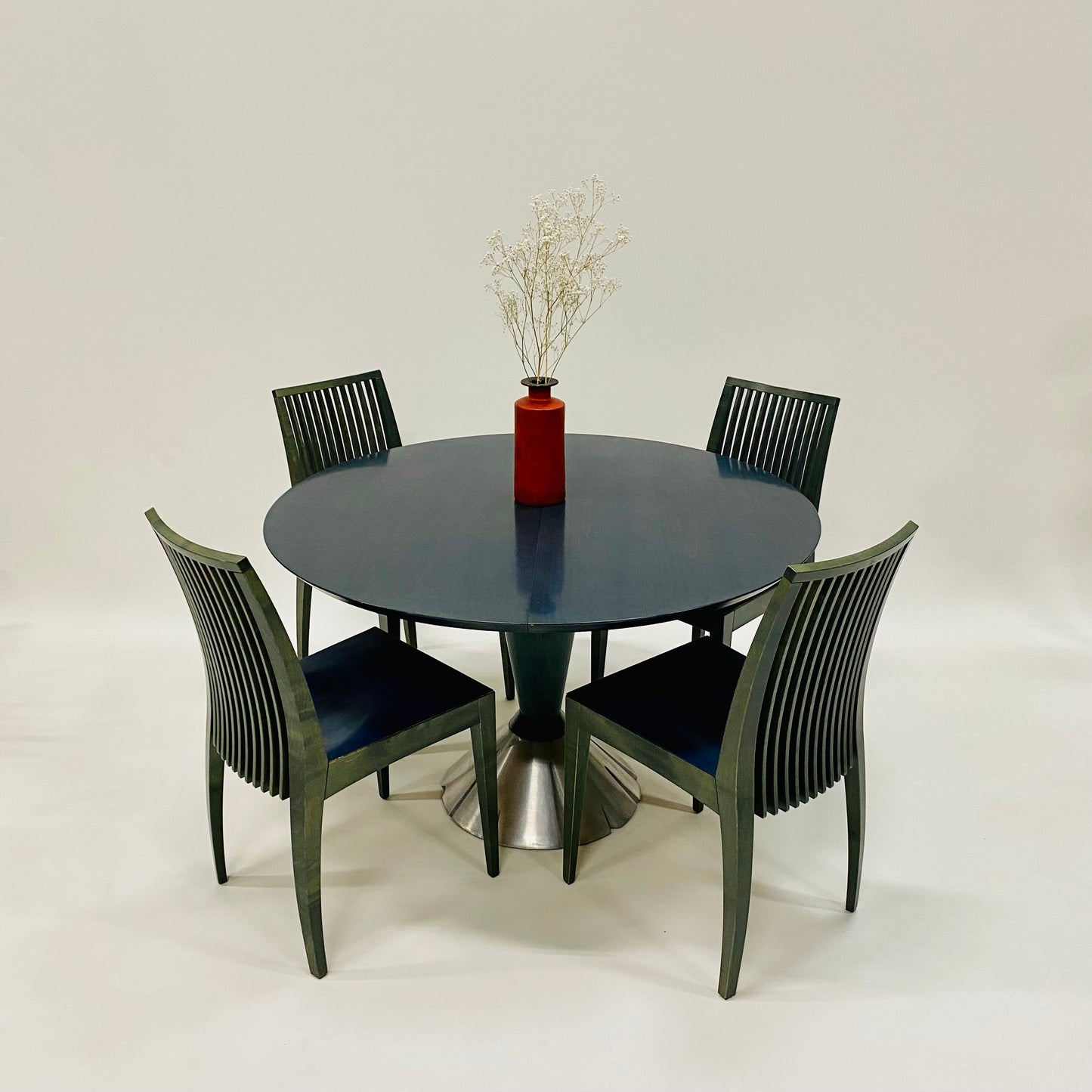 Ausziehbarer Esstisch im italienischen Design mit vier Stühlen von Wolf Schmidt-Bandelow, Italien, 1980