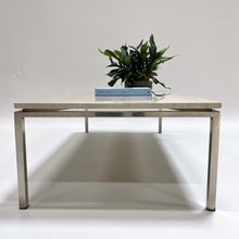 Load image into Gallery viewer, Large Rectangular Travertin Italian Design Coffee Table With Chromed Metal Base, Italy 1970
