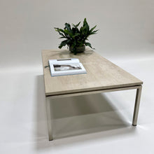 Load image into Gallery viewer, Large Rectangular Travertin Italian Design Coffee Table With Chromed Metal Base, Italy 1970
