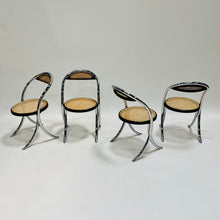 Load image into Gallery viewer, Set of 4 Italian Design Webbing Dining Chairs With Chrome Tube Frame Italy 1970
