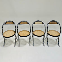 Load image into Gallery viewer, Set of 4 Italian Design Webbing Dining Chairs With Chrome Tube Frame Italy 1970
