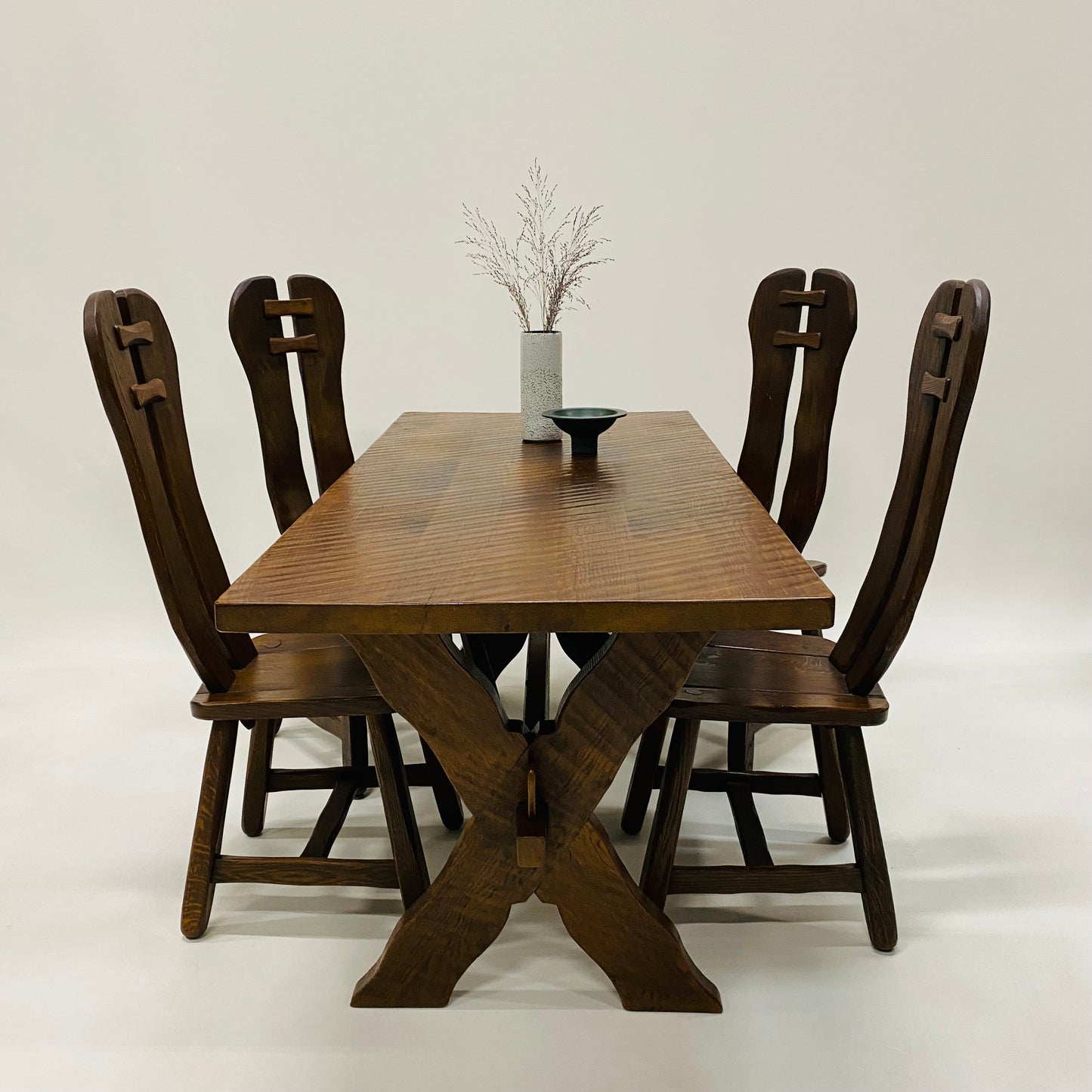 BRUTALIST DINING SET BY KUNSTMEUBELEN DE PUYDT, BELGIUM 1970S