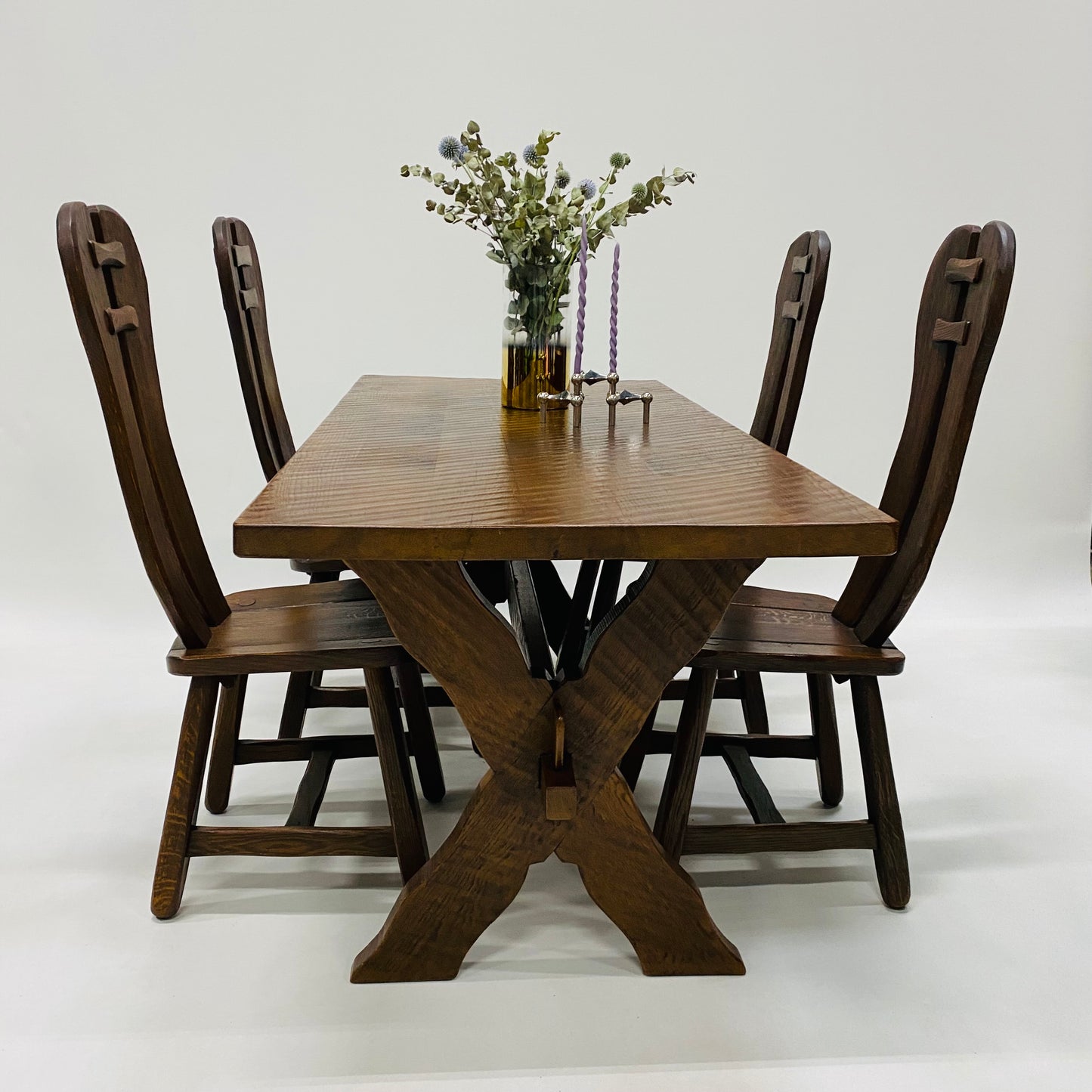 BRUTALIST DINING SET BY KUNSTMEUBELEN DE PUYDT, BELGIUM 1970S
