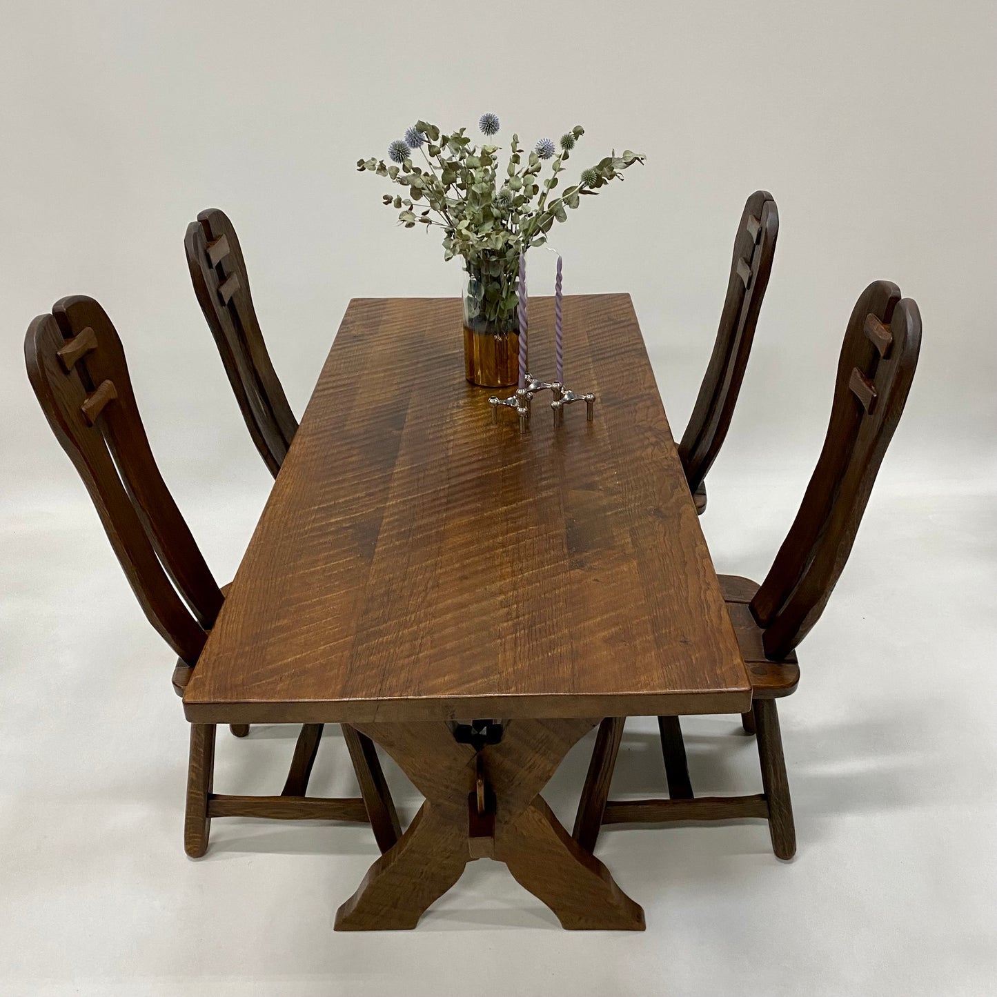 BRUTALIST DINING SET BY KUNSTMEUBELEN DE PUYDT, BELGIUM 1970S