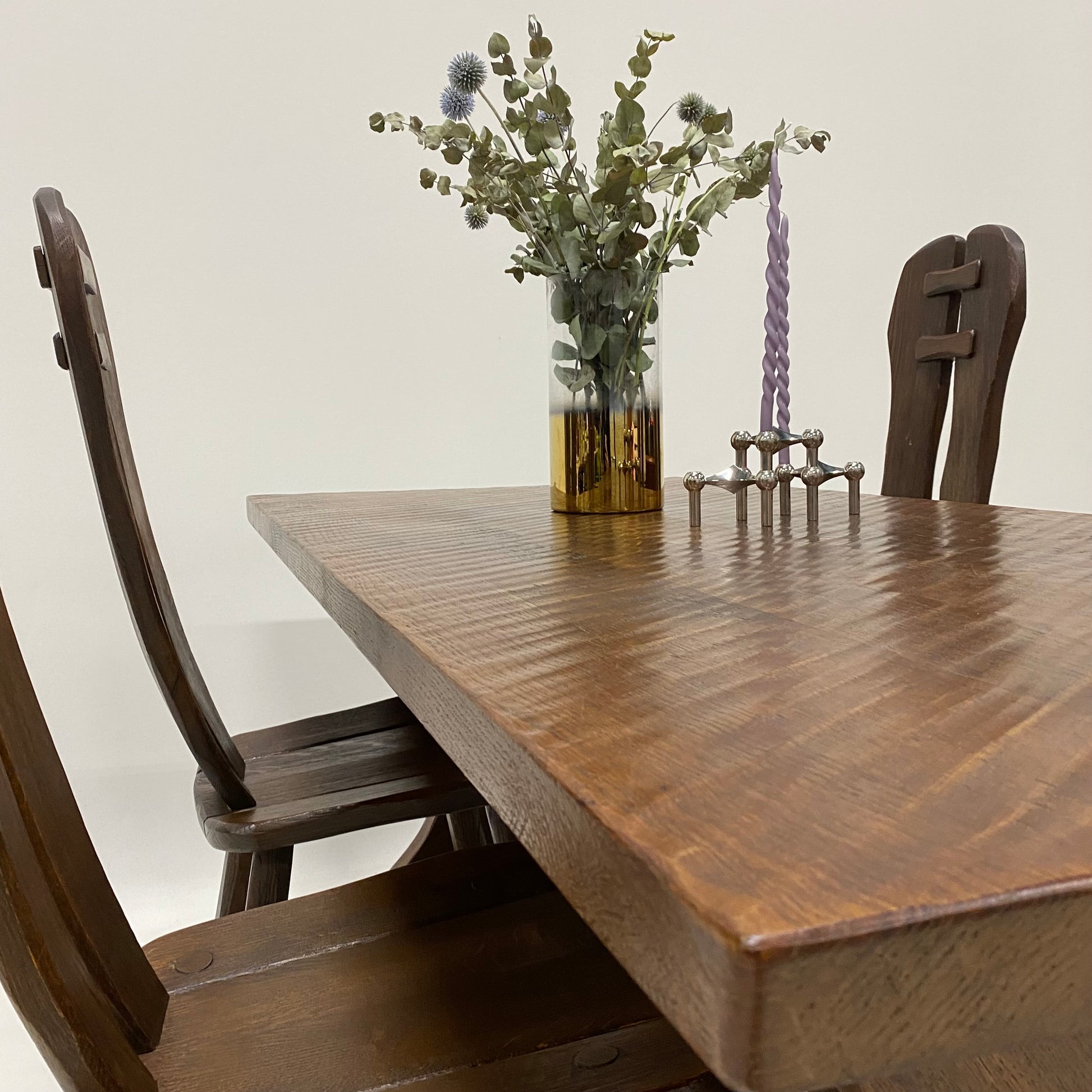 BRUTALIST DINING SET BY KUNSTMEUBELEN DE PUYDT, BELGIUM 1970S
