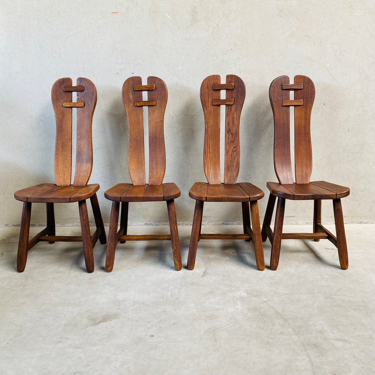 BRUTALIST ROUND DINING SET BY KUNSTMEUBELEN DE PUYDT, BELGIUM 1970S