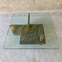 Load image into Gallery viewer, LARGE SICILIAN MARBLE COFFEE TABLE WITH GLASS TOP, ITALY 1980S
