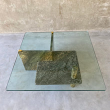 Load image into Gallery viewer, LARGE SICILIAN MARBLE COFFEE TABLE WITH GLASS TOP, ITALY 1980S

