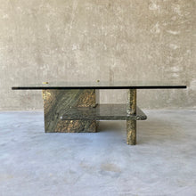 Load image into Gallery viewer, LARGE SICILIAN MARBLE COFFEE TABLE WITH GLASS TOP, ITALY 1980S
