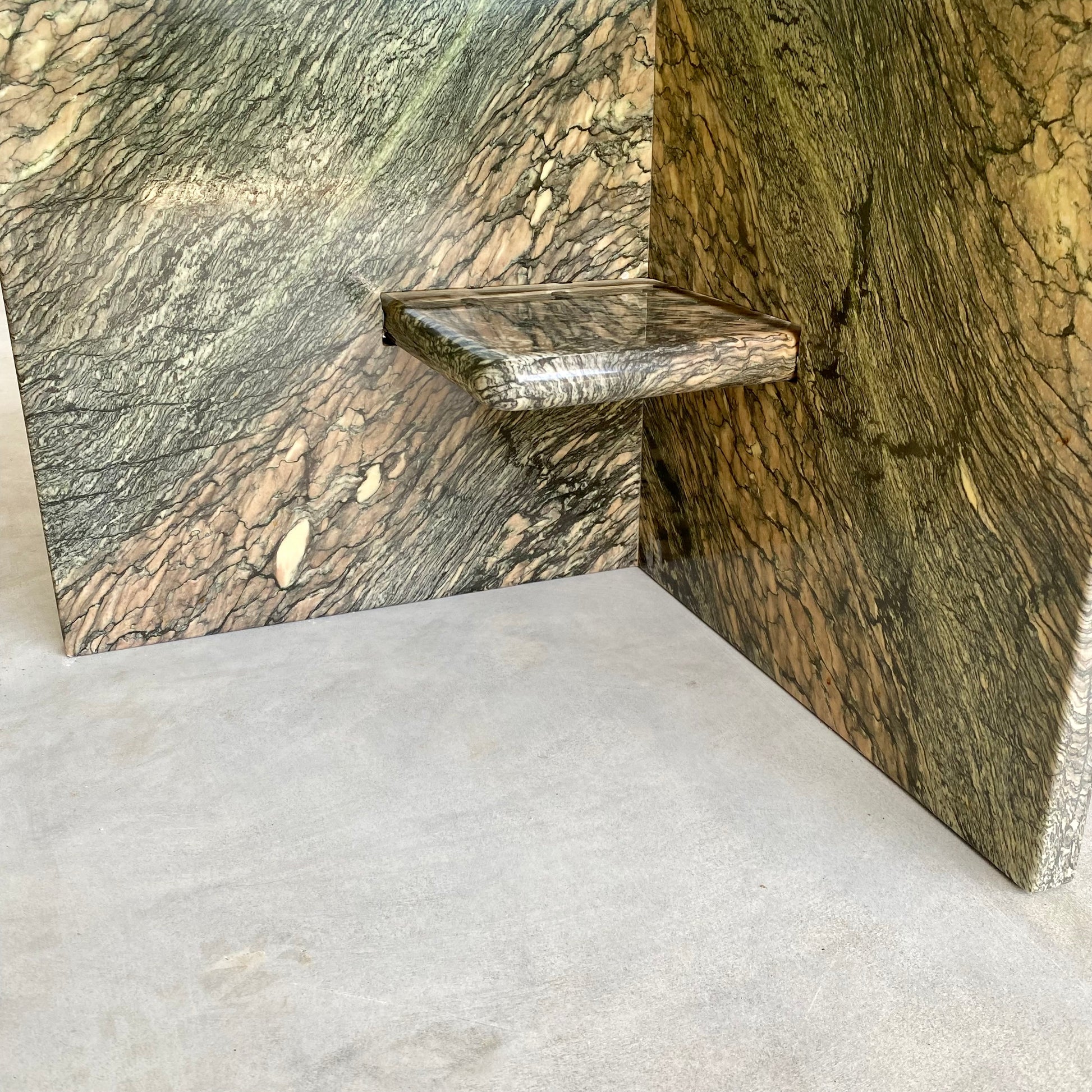 LARGE SICILIAN MARBLE COFFEE TABLE WITH GLASS TOP, ITALY 1980S