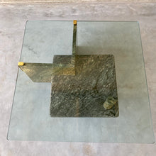 Load image into Gallery viewer, LARGE SICILIAN MARBLE COFFEE TABLE WITH GLASS TOP, ITALY 1980S
