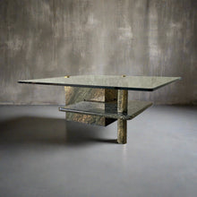 Load image into Gallery viewer, LARGE SICILIAN MARBLE COFFEE TABLE WITH GLASS TOP, ITALY 1980S
